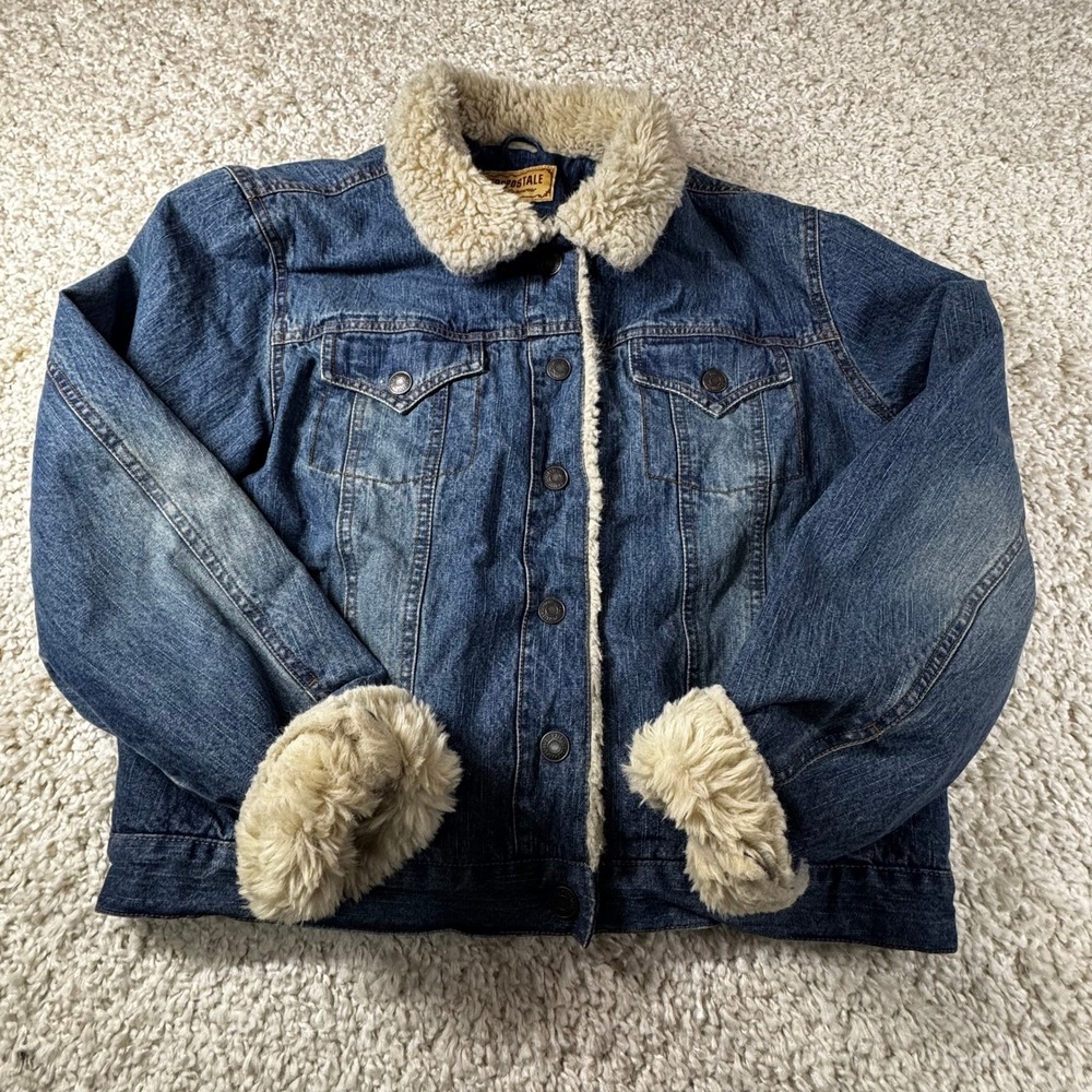 Aeropostale Denim Jacketโ XL Faux Fur Collar Cuffs Trucker Coat